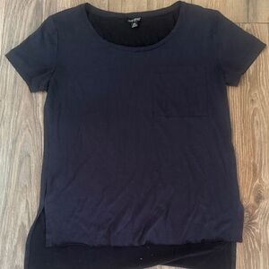 Lucky Brand Black Scoop Neck Short Sleeve Tee with Pocket